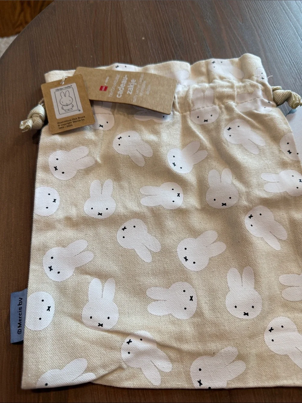 NWT Miffy Cream Gift Bag with Miffy Print